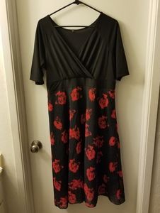 Black Dress with Red Roses